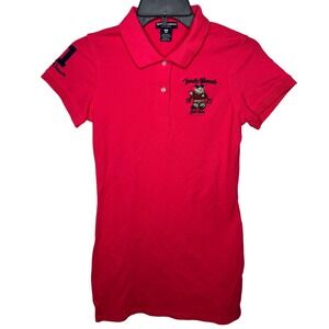 Teenie Weenie Kids Red Gold Bear Polo Shirt Short Sleeve Size M 1921 Collegiate‎